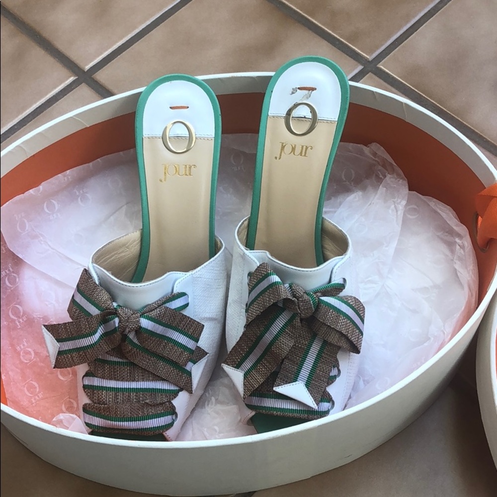 O Jour Raffia Lace-Up Mules